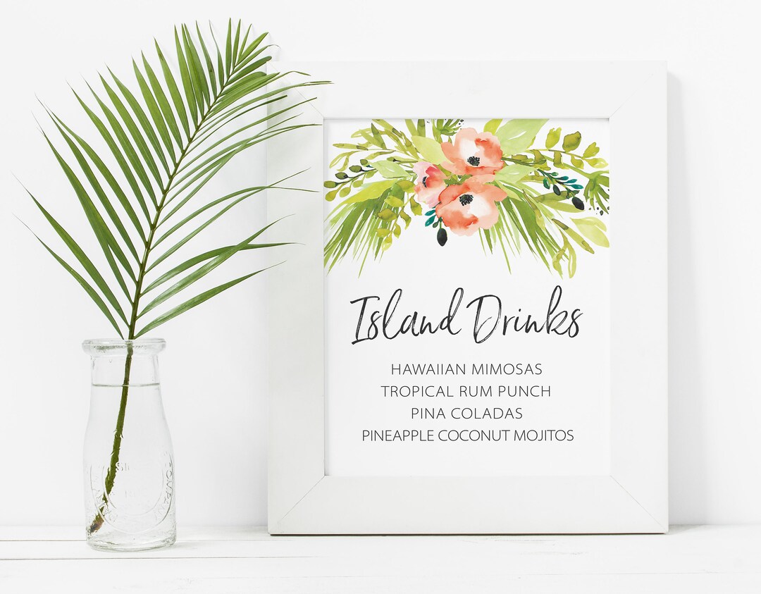 Custom Tropical Drink Menu Sign Bridal Shower Drink Menu Etsy