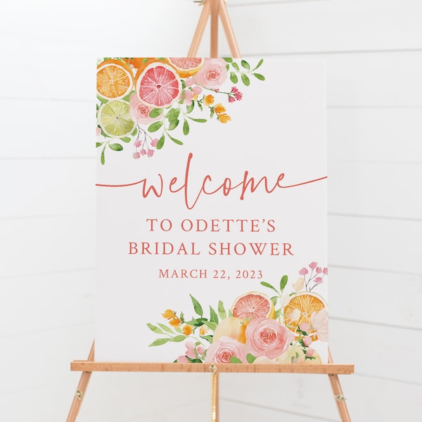 Citrus Bridal Shower Welcome Sign - Printable Welcome Poster - Main Squeeze Bridal Shower - Orange Themed Wedding Shower - Bridal Brunch