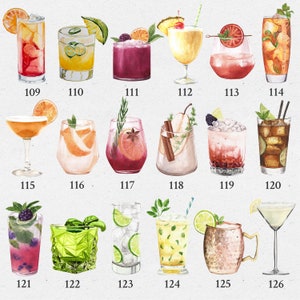 Puede incluir: Una colecci&oacute;n de 26 ilustraciones de acuarela de diferentes tipos de c&oacute;cteles, incluyendo una margarita, un mojito, un mimosa, un daiquiri, un cosmopolitan, un martini, un whiskey sour, un gin tonic, un ron y coca cola, un screwdriver, una bloody mary, una pi&ntilde;a colada, un mai tai, una margarita, un mojito, un mimosa, un daiquiri, un cosmopolitan, un martini, un whiskey sour, un gin tonic, un ron y coca cola, un screwdriver, una bloody mary, una pi&ntilde;a colada y un mai tai.