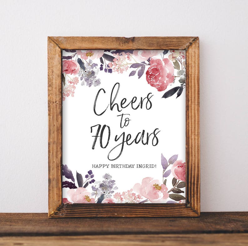 Cheers to 70 Years Sign 70th Birthday Decorations 70th | Etsy