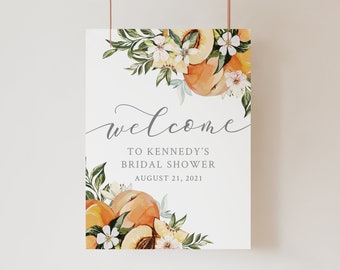 Peach Bridal Shower Welcome Sign - Printable Welcome Poster - Love is in Bloom - Sweet as a Peach - Peach Party Decorations - Peach Theme
