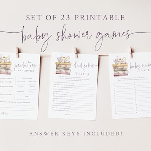 Storybook Baby Shower Game Bundle - Set of 23 Printable Games - Book Themed Baby Shower - A New Chapter Will Soon Begin - Book Baby Games