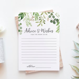 Eukalyptus Babyparty Ratkarten - Druckbare Rat und Wunschkarten - Gender Neutral Greenery Babyparty - Rat für die werdende Mutter