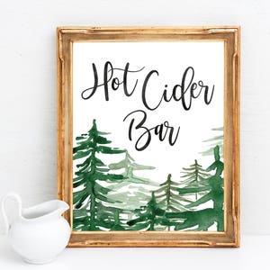 Hot Cider Sign Apple Cider Bar Sign Hot Apple Cider Sign Winter Wedding Sign Christmas Party Printable Holiday Party Sign Cider image 5