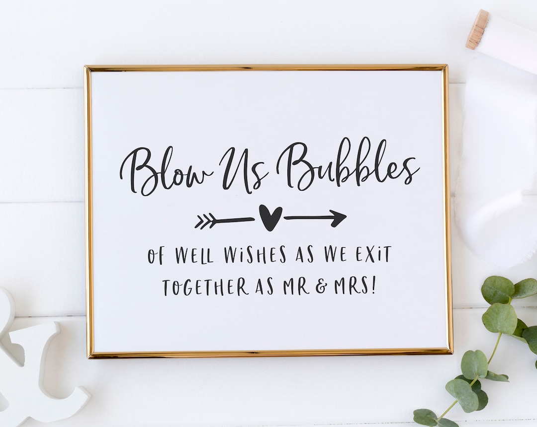 Blow Bubbles of Well Wishes Sign Wedding Bubbles Sign Wedding Ceremony