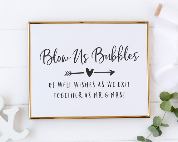 Burlap Sign Print UNFRAMED 5x7 Bubbles Blow Wishes for the new Mr & Mrs 