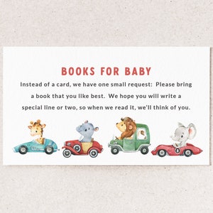 Raceauto babyshowerboeken voor babykaarten - Afdrukbare boekverzoekkaarten - Baby aan boord - Autobabyshower - Vervoer babyshower