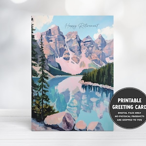 Carte de voeux de bonne retraite | imprimable Fête de retraite | Nouvelles aventures | Chapitre suivant | Carte de retraite de voyage | Carte Montagne