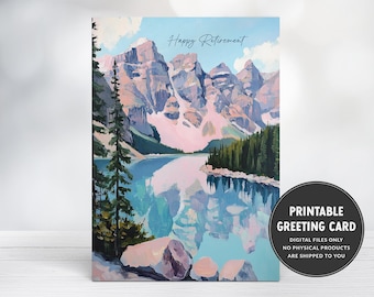 Happy Retirement Greeting Card | Printable Retirement Party Card | New Adventures | Next Chapter | Travel Retirement Card | Mountain Card