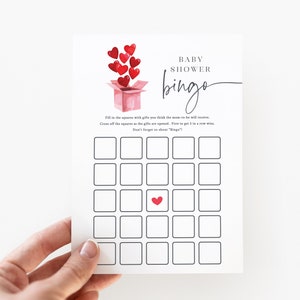Jeu de bingo pour bébé - baby shower de la Saint-Valentin - jeu imprimable 5 x 7 - cadeau de bingo - shower de bébé coeurs Saint-Valentin - jeux de baby shower de février