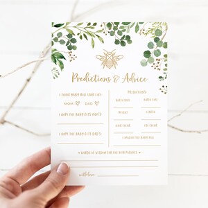Cartes de prédictions et conseils pour bébé - Baby shower sur le thème des abeilles - Cartes de prédictions et souhaits - Conseils pour les nouveaux parents - De la verdure et des abeilles