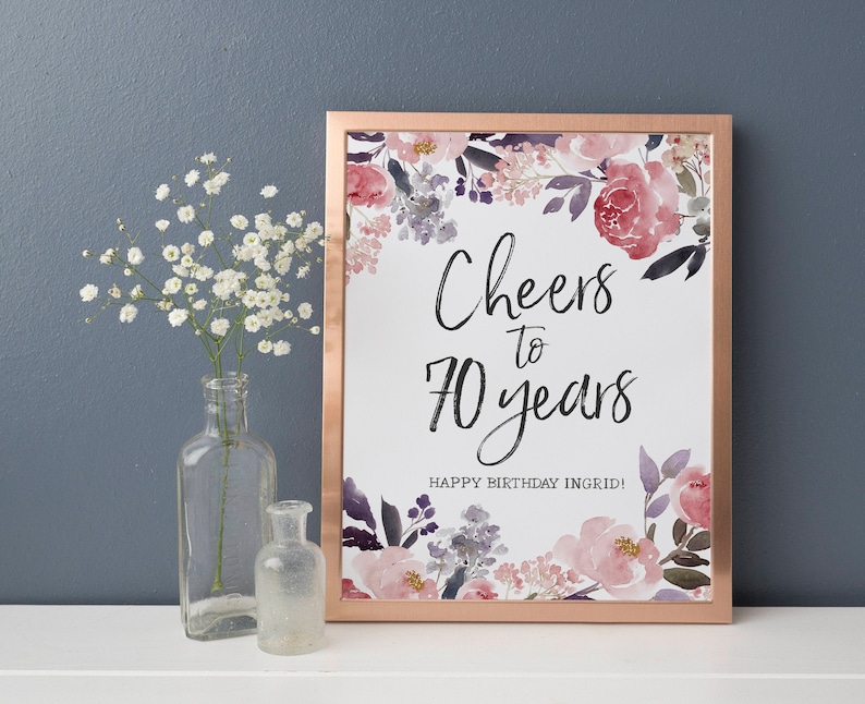 Cheers to 70 Years Sign 70th Birthday Decorations 70th | Etsy