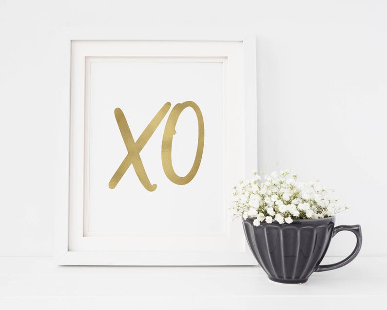 XO Print Gold XO XO Sign Bedroom Wall Art Bedroom Etsy