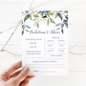 Baby Shower de arándanos: tarjeta imprimible con predicciones y consejos: tarjeta de predicciones para bebés: consejos para los nuevos padres: tarjeta para adivinar el nombre del bebé