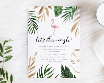 Let's Flamingle Bachelorette Invite - Ostatnie zaproszenie na wieczór panieński Flamingle - Ostatnie cyfrowe zaproszenie Flamingle - motyw Flamingo