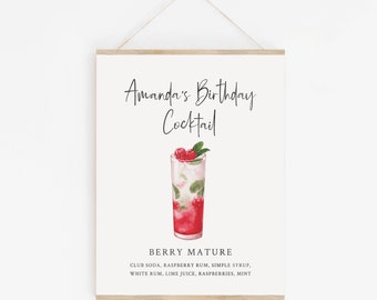 Birthday Party Signature Drink Sign - Funny Adult Birthday Party Decorations - Printable Signature Cocktail Sign for Birthday - Digital Sign