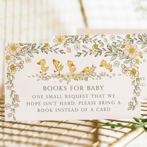 Eend babyshowerboekverzoekkaarten - afdrukbare boeken voor babykaarten - Rub-a-Dub-Dub, A New Baby to Love - Badeendje babyshower-inzetstukken