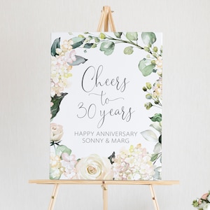 Jubiläum Partydekorationen - Jahrestag Willkommensschild - Benutzerdefiniertes Jubiläumsschild - 25-jähriges Jubiläumsparty-Schild - Prost auf 30 Jahre Schild
