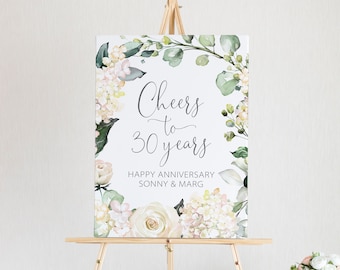 Jubiläum Partydekorationen - Jahrestag Willkommensschild - Benutzerdefiniertes Jubiläumsschild - 25-jähriges Jubiläumsparty-Schild - Prost auf 30 Jahre Schild