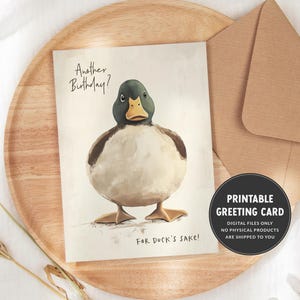 carte d'anniversaire canard | Carte d'anniversaire drôle d'étape | Joyeux anniversaire imprimable | Carte de voeux de canard colvert | Carte d'anniversaire humoristique pour ami