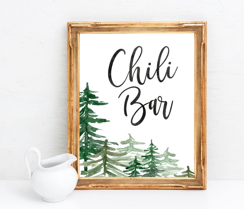 Chili Bar Sign Chili Bar Printable Mountain Party Decor | Etsy