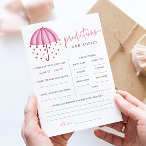 Valentijnsdag babyshower - babyvoorspellingen en advies - afdrukbare kaart van 5 x 7 - overgoten met liefde - babyraadspel - kleine Valentijn
