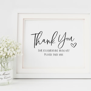 Thank You for Celebrating With Us, Please Take One - Favor Table Sign - Wedding Favor Sign - Bridal Shower Favor Table Printable - Thank You