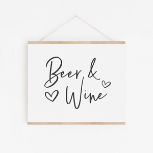 Beer and Wine Sign - Wedding Bar Sign - Party Bar Printable - Black and White Party Signs - Wedding Beer Sign - Wine Bar Decorations