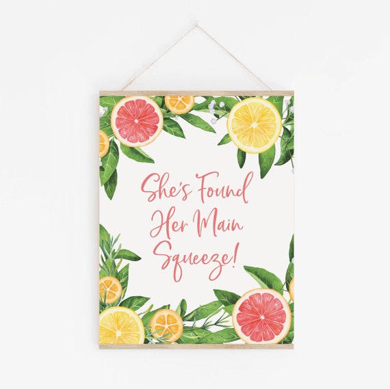 Eeypy She Found Her Main Squeeze Bridal Shower Table Sign Lemon Bridal Shower Party Decoration Citrus Bridal Shower Decor Tin Signs for Patio 8x12 Inch 