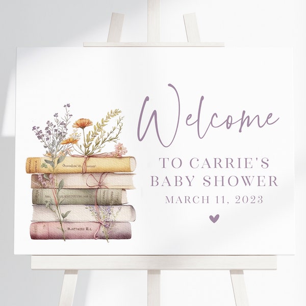 Book Themed Baby Shower Welcome Sign - Printable Welcome Poster - A New Chapter Begins Baby Shower - Storybook Baby Shower Decorations