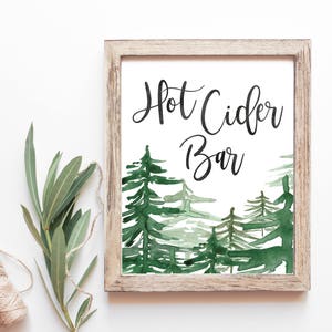 Hot Cider Sign Apple Cider Bar Sign Hot Apple Cider Sign Winter Wedding Sign Christmas Party Printable Holiday Party Sign Cider image 6