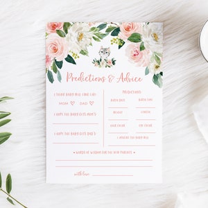 Baby Predictions Printable Karte - Wünsche und Weissagungen für Baby - Baby Shower Worte der Weisheit - Ratgeber Karte für Babyparty