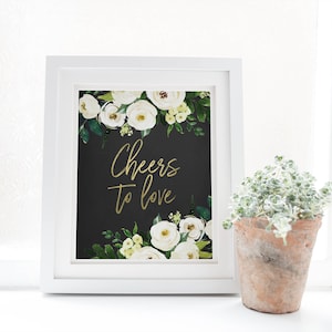 Wine and Cheese Bridal Shower Decor - Cheers to Love Sign - Wine Bridal Shower Sign - Rustic Greenery Bridal Shower - Printable Sign Cheers