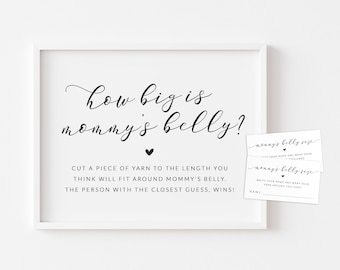 How Big is Mommy's Belly - Baby Shower Game Sign and Cards - Printable Baby Bump Size Guessing Game - Mom-To-Be's Belly Size Guessing Game