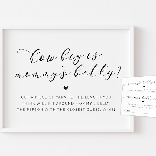 How Big is Mommy's Belly - Baby Shower Game Sign and Cards - Printable Baby Bump Size Guessing Game - Mom-To-Be's Belly Size Guessing Game