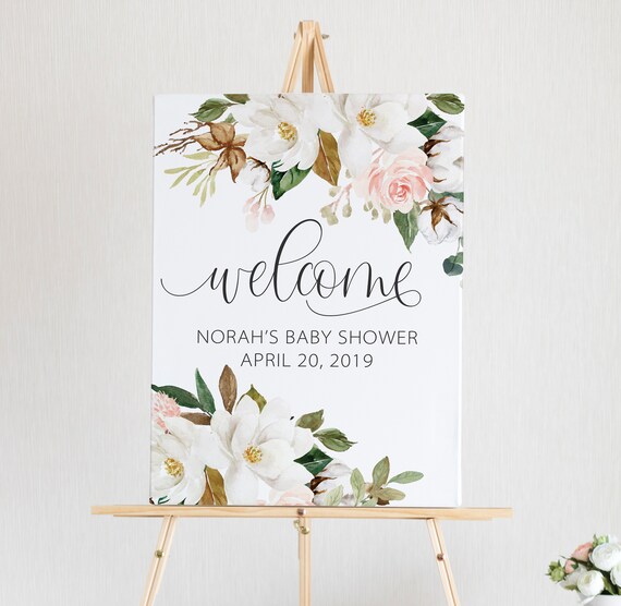 Paper & Party Supplies Party Supplies Floral Baby Shower Poster Personalized Baby Shower Sign