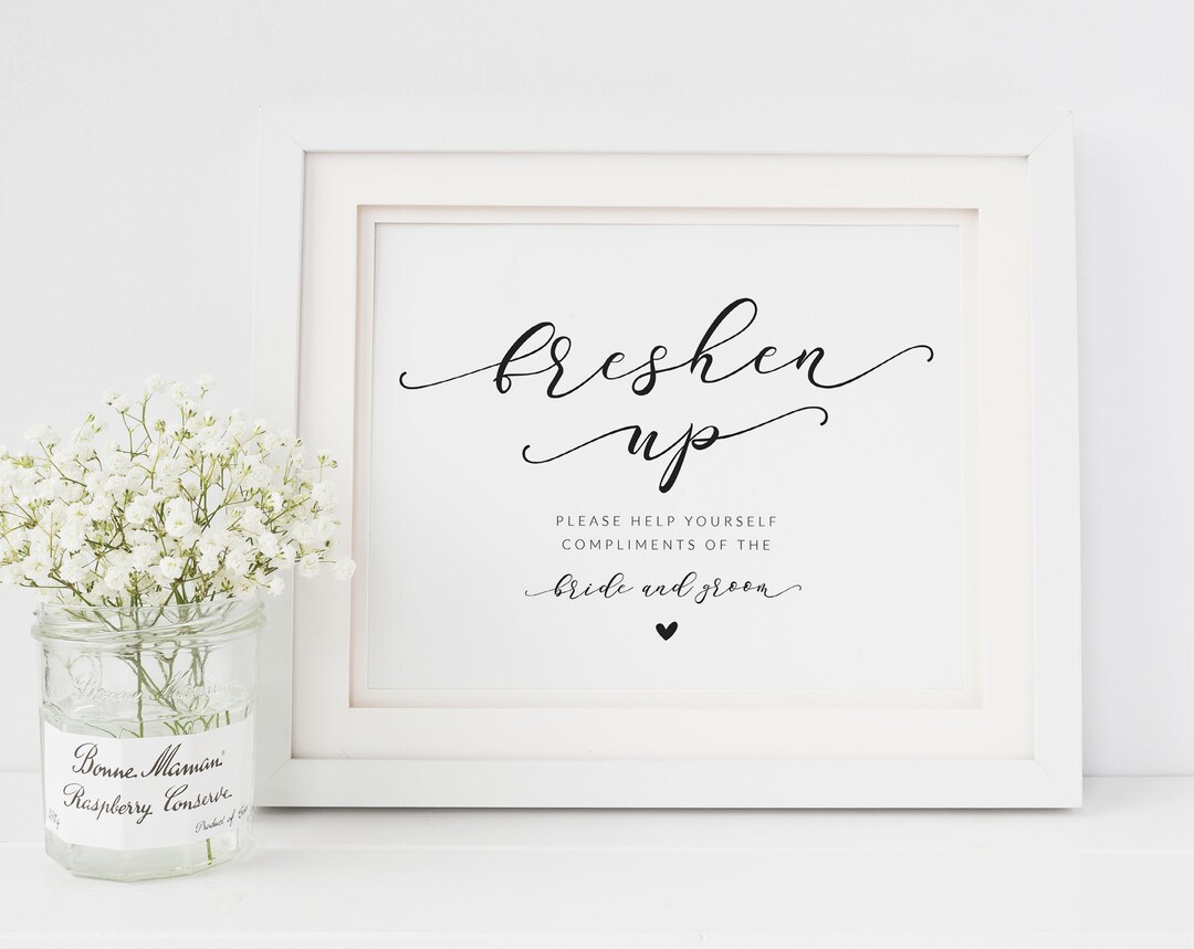 Wedding Bathroom Sign Freshen up Sign Bathroom Basket Sign Ladies