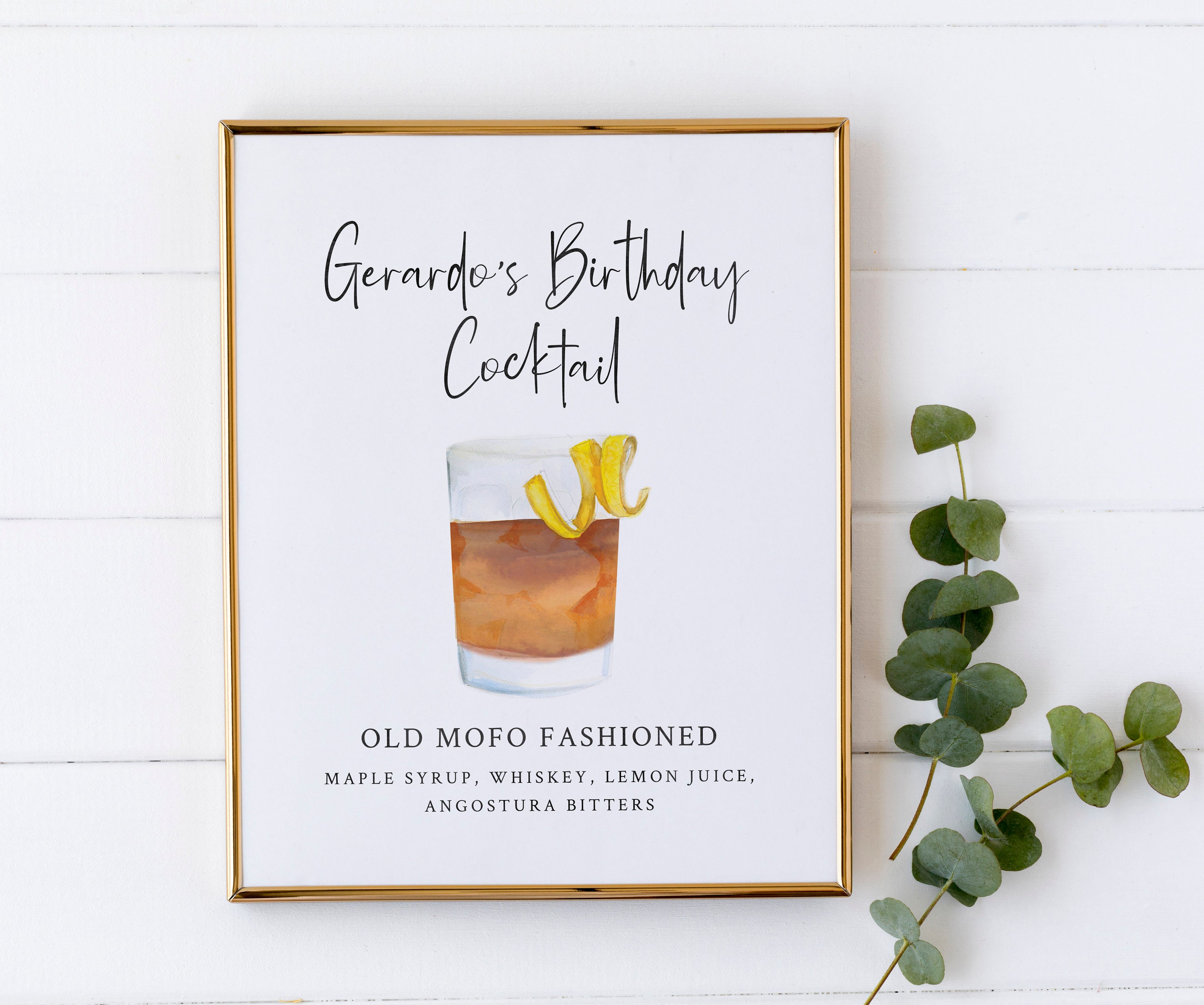 Funny 50th Birthday Party Sign Watercolor Signature Cocktail - Etsy