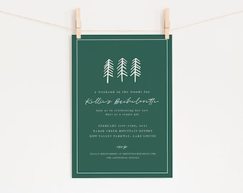 Weekend in the Woods Bachelorette Party Invitation - Cabin Weekend Bachelorette Invite - Camping Bachelorette Party Digital Invitations