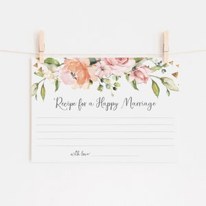 Recipe for a Happy Marriage Cards - Printable Bridal Shower Activity ...