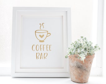 Gold Coffee Bar Sign - Coffee Station Signage - Wedding Coffee Bar Sign - Gold Party Signs - Party Drink Station Signs - Wedding Drink Bar