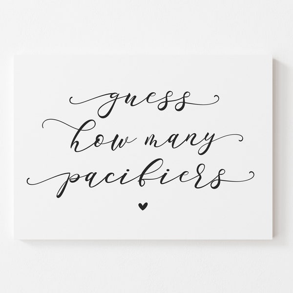 Guess How Many Pacifiers Baby Shower Game Etsy