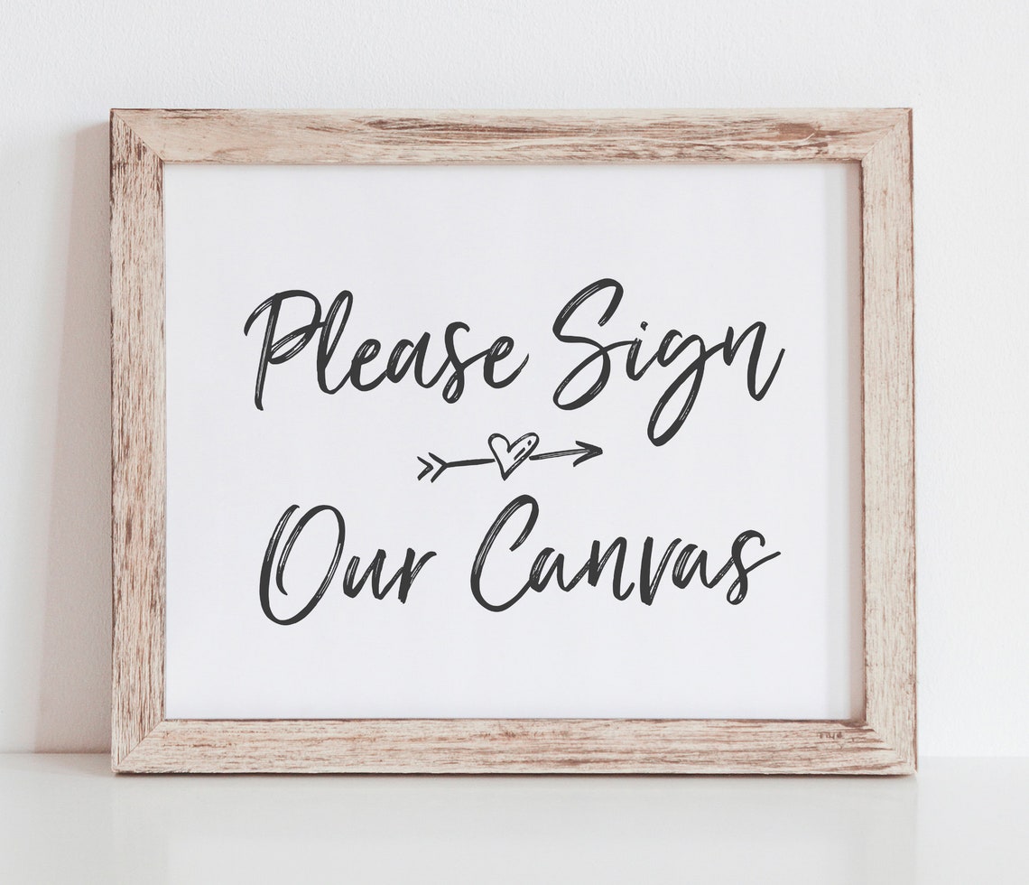 Please Sign Our Canvas Wedding Canvas Guest Book Sign Etsy
