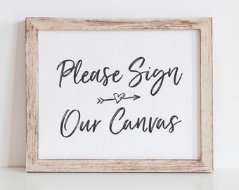 Please Sign Our Canvas - Wedding Canvas Guest Book Sign - Guest Canvas Wedding Sign - Guest Book Alternatives - Printable Wedding Signage