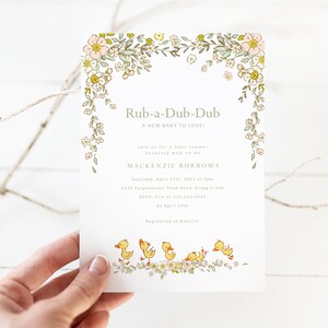 Spring Duckling Baby Shower Invitation - Spring Babies Shower Invite - Nursery Rhyme Baby Shower - Duck Baby Shower Invitation Printable image 4