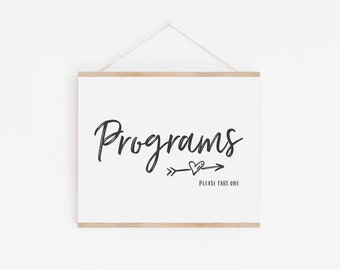 Wedding Programs Sign - Please Take a Program - Wedding Ceremony Program Table Signage - Printable Wedding Sign - Simple Wedding Signs
