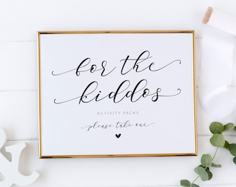 Wedding Activity Pack Sign - For the Kiddos Sign - Wedding Kids Activity Bag Sign - Wedding Kids Table Sign - Please Take One Activity Pack