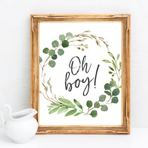 Oh Boy Baby Shower Decor - Oh Boy Baby Shower Sign - Greenery Baby Shower Decorations - Eucalyptus Baby Shower Decor - Oh Boy Decorations