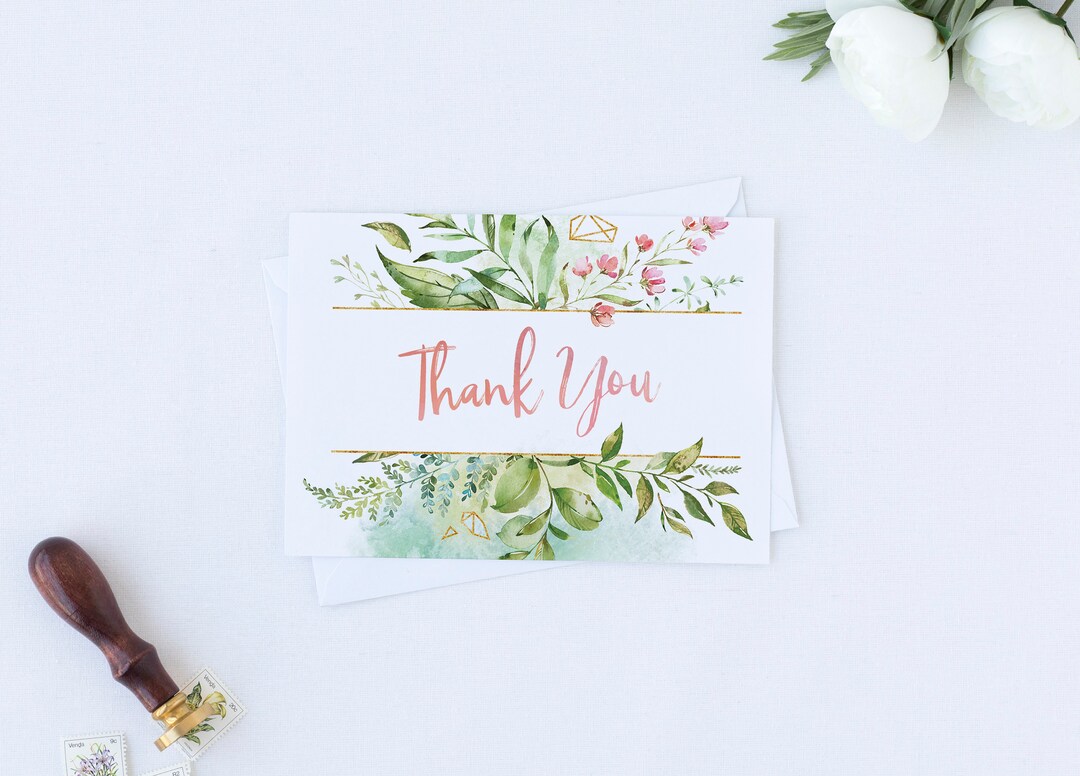 Printable Thank You Card - Bridal Shower Thank You Card - Floral ...