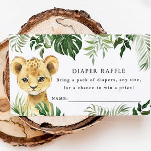 Löwen-Babyparty-Windel-Gewinnkarten - druckbare Windel-Gewinnlose - Safari-Baby-Dusche - Es wird wild - Löwen-Themen-Dusche